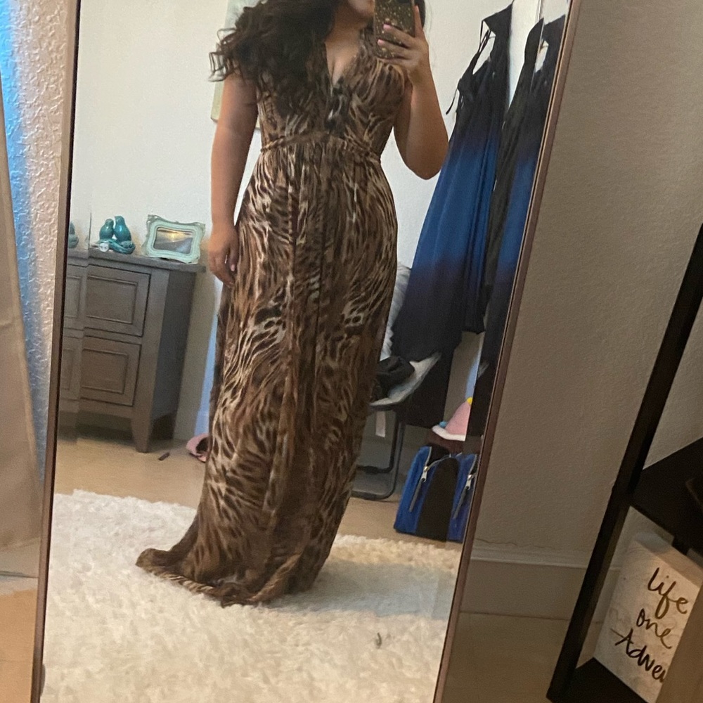 BCBGMAXAZRIA cheetah print gown